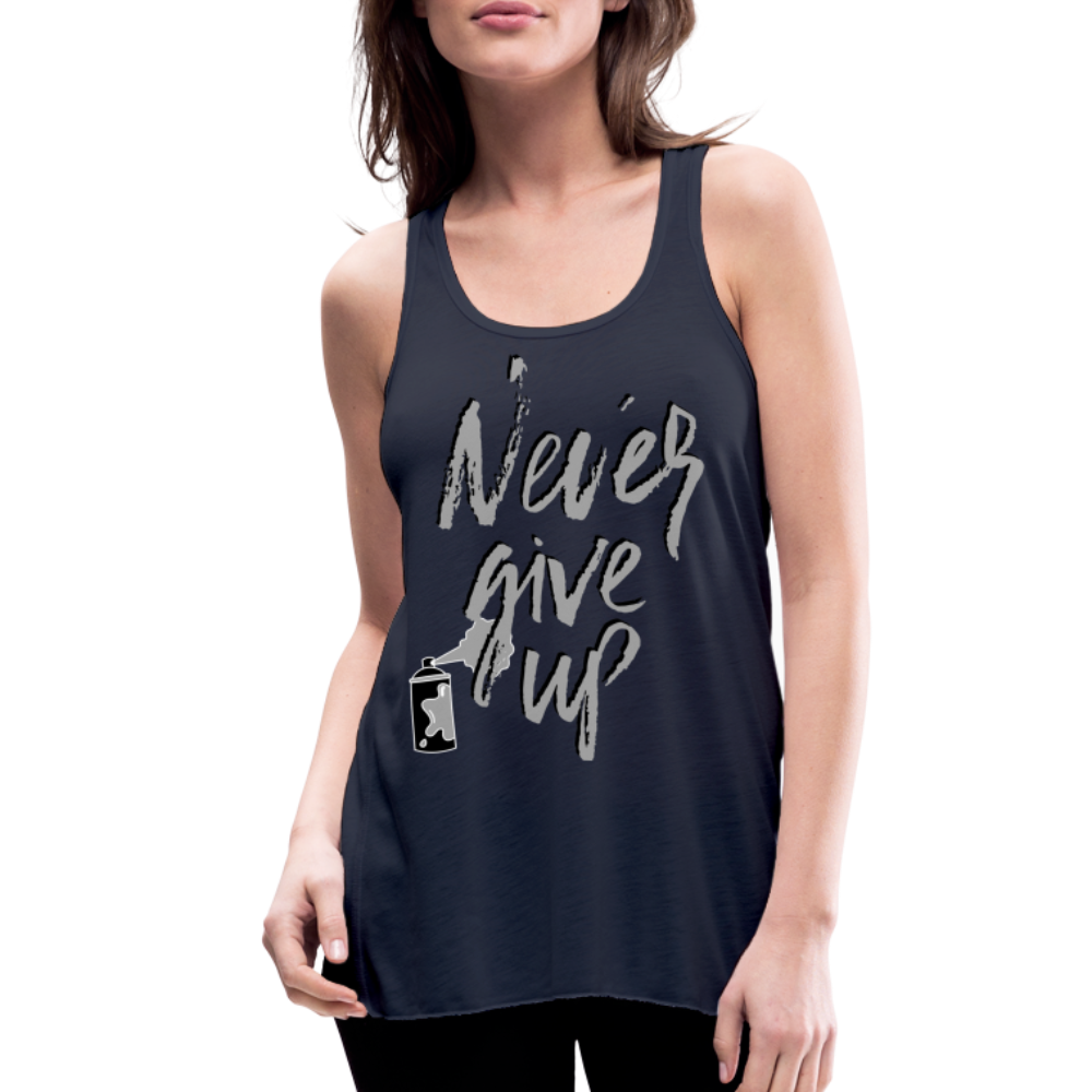 NEVER GIVE UP Flowy Tank (Adult) - navy
