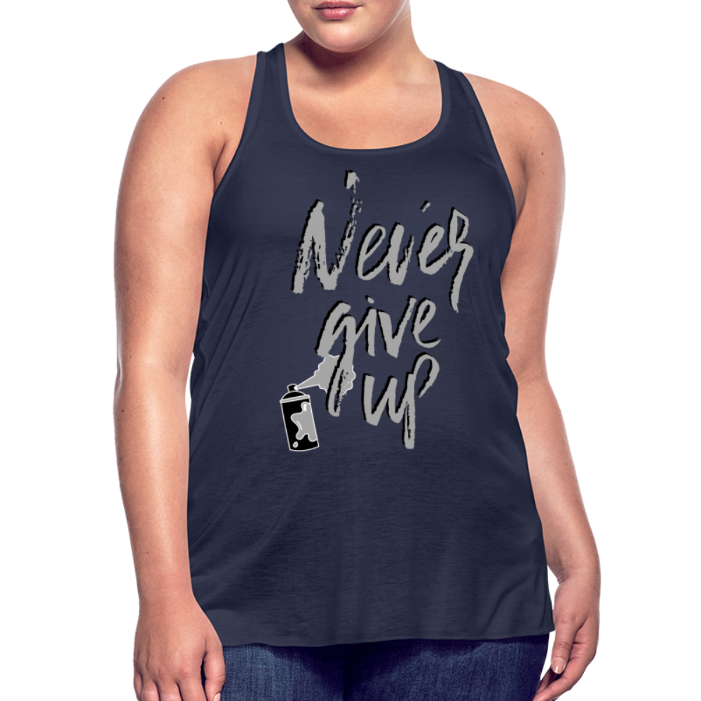 NEVER GIVE UP Flowy Tank (Adult) - navy