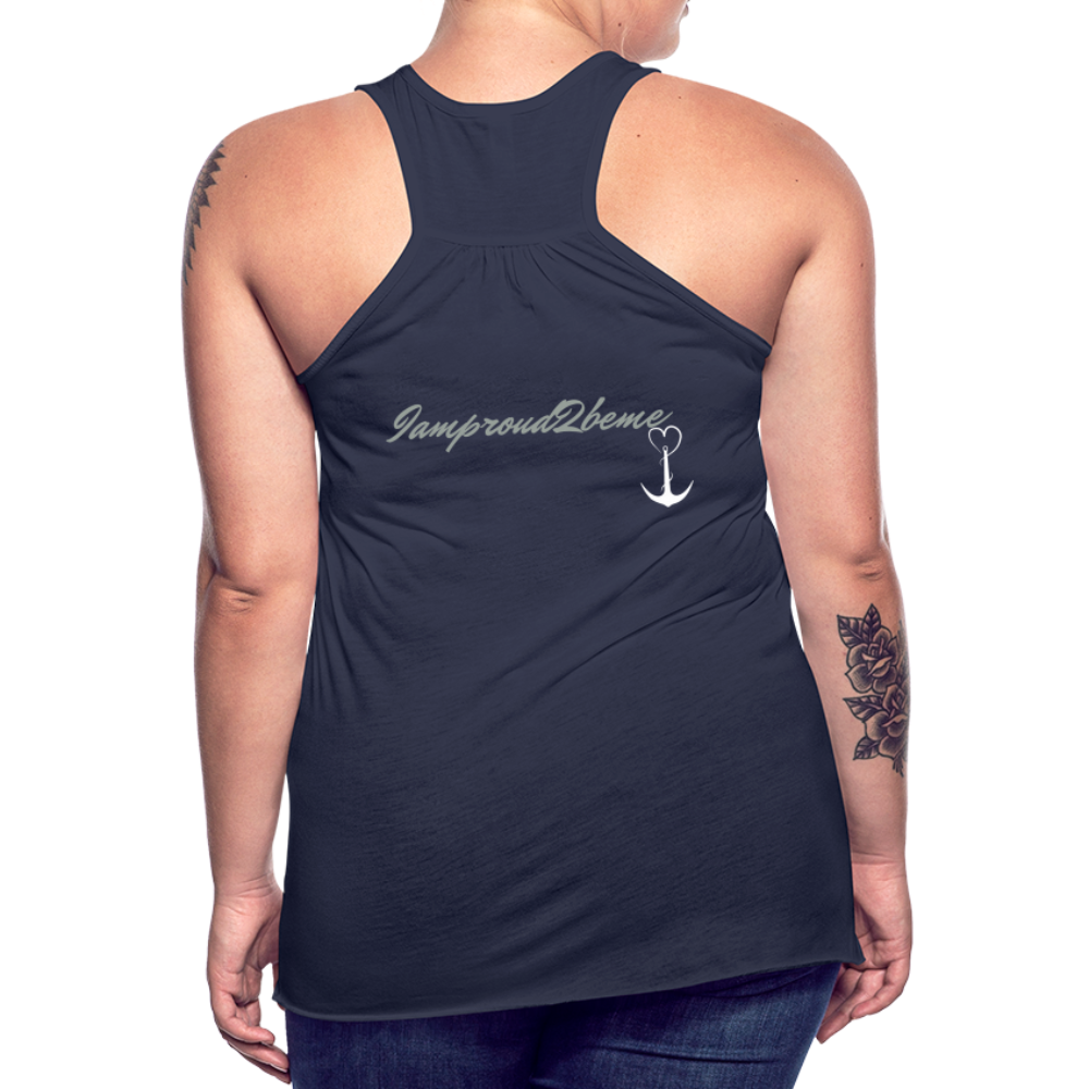 NEVER GIVE UP Flowy Tank (Adult) - navy