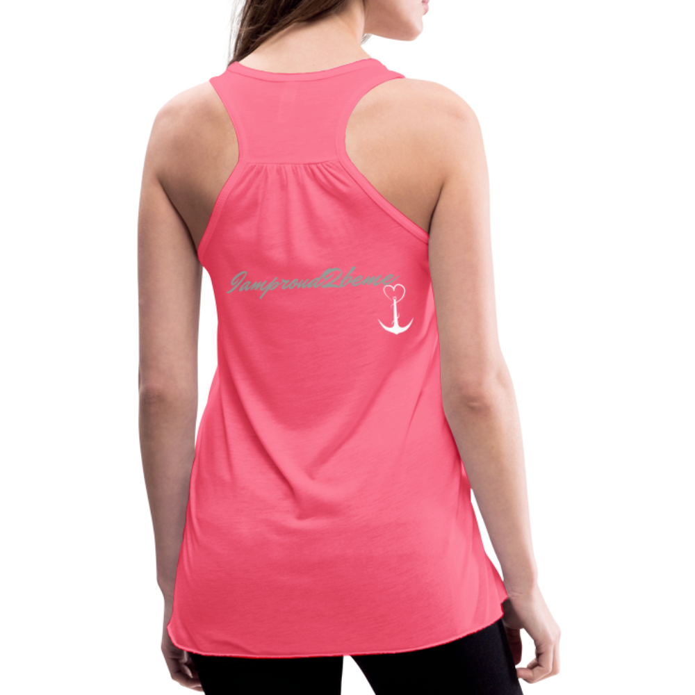 NEVER GIVE UP Flowy Tank (Adult) - neon pink