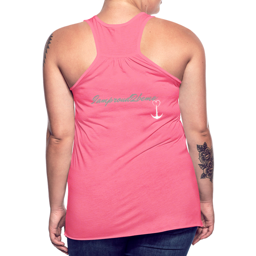 NEVER GIVE UP Flowy Tank (Adult) - neon pink
