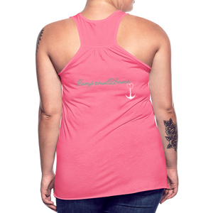 NEVER GIVE UP Flowy Tank (Adult) - neon pink