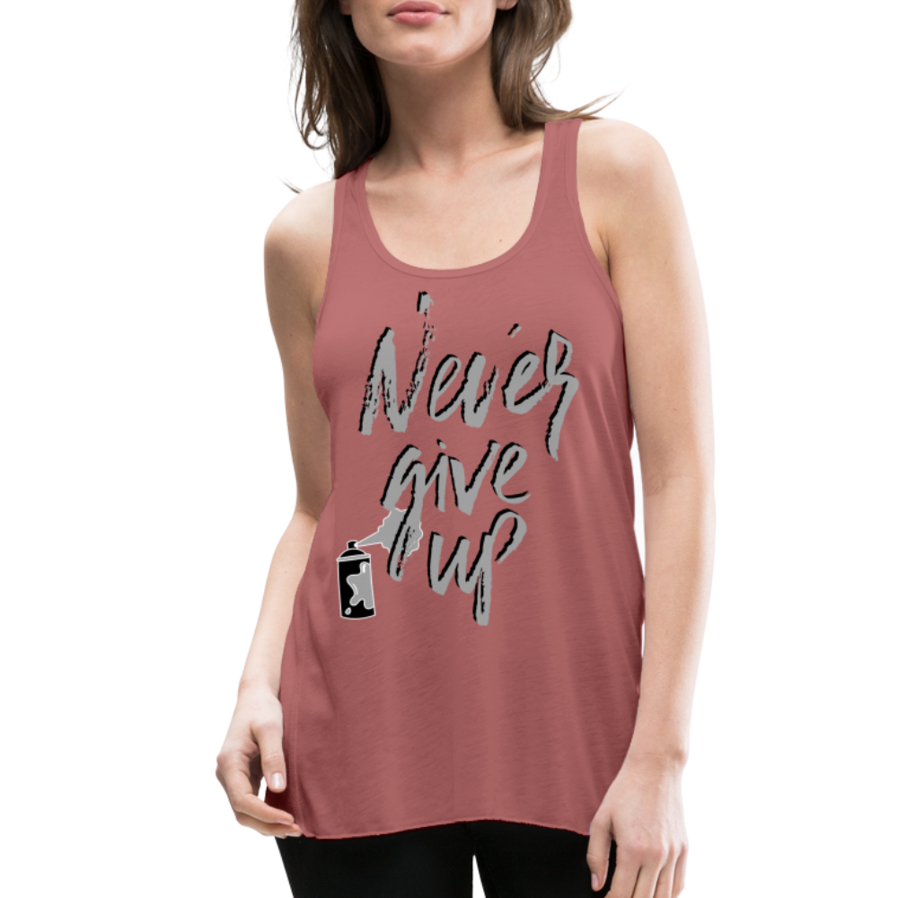 NEVER GIVE UP Flowy Tank (Adult) - mauve