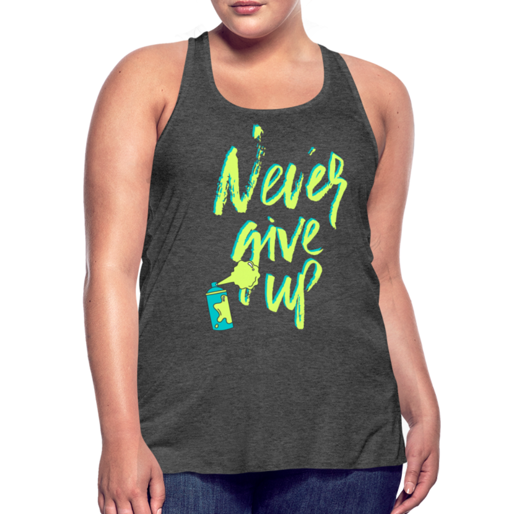 NEVER GIVE UP Flowy Tank Top (Adult) - deep heather