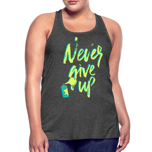 NEVER GIVE UP Flowy Tank Top (Adult) - deep heather