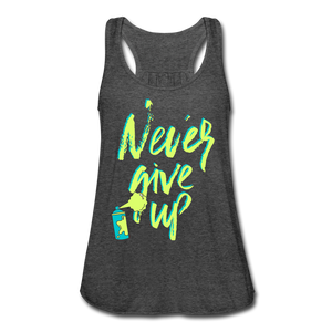 NEVER GIVE UP Flowy Tank Top (Adult) - deep heather