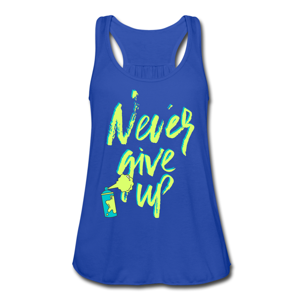 NEVER GIVE UP Flowy Tank Top (Adult) - royal blue