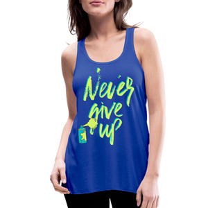 NEVER GIVE UP Flowy Tank Top (Adult) - royal blue