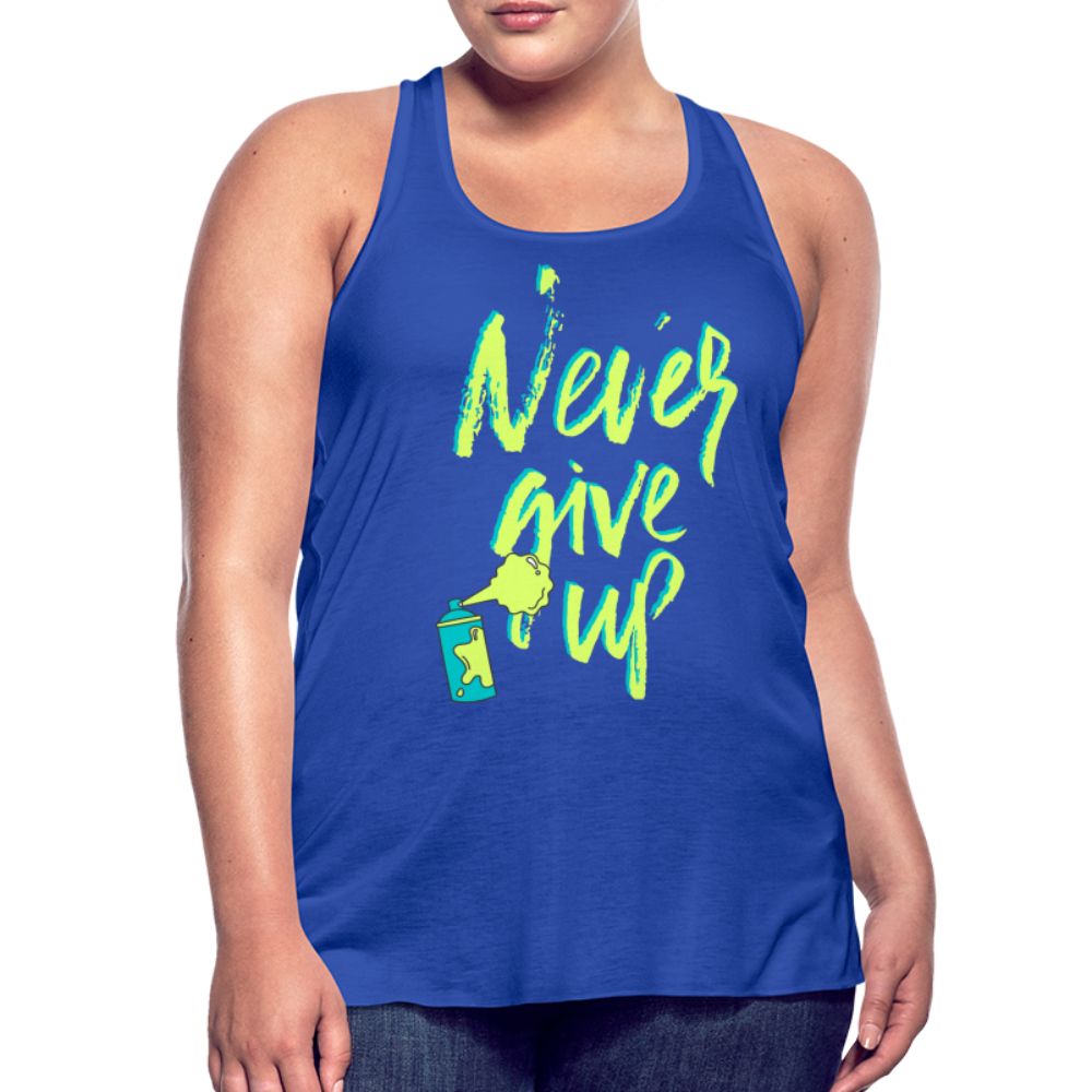 NEVER GIVE UP Flowy Tank Top (Adult) - royal blue