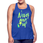 NEVER GIVE UP Flowy Tank Top (Adult) - royal blue