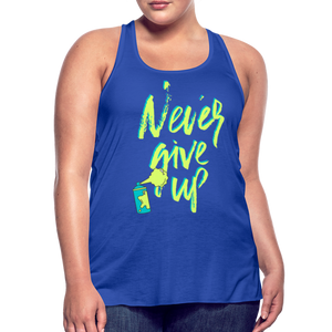NEVER GIVE UP Flowy Tank Top (Adult) - royal blue