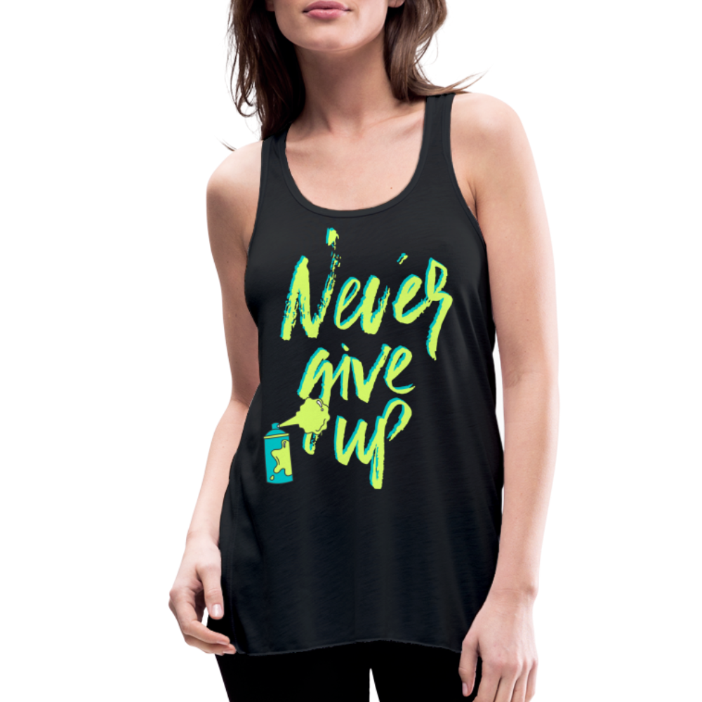 NEVER GIVE UP Flowy Tank Top (Adult) - black