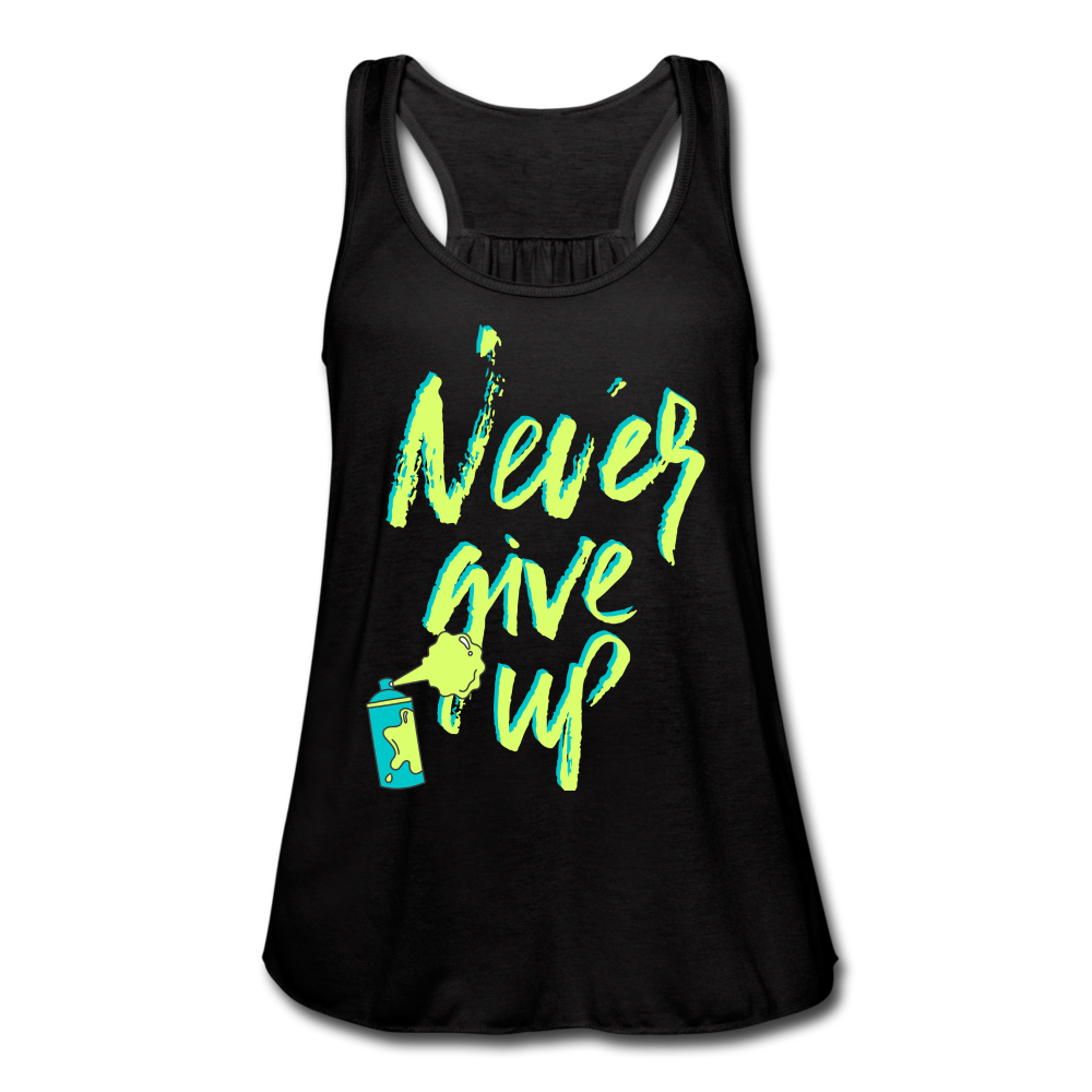 NEVER GIVE UP Flowy Tank Top (Adult) - black