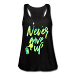 NEVER GIVE UP Flowy Tank Top (Adult) - black