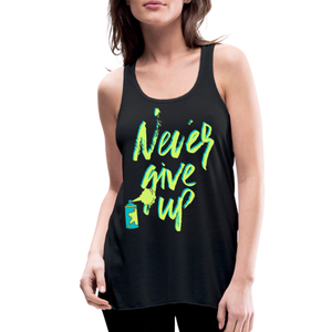 NEVER GIVE UP Flowy Tank Top (Adult) - black