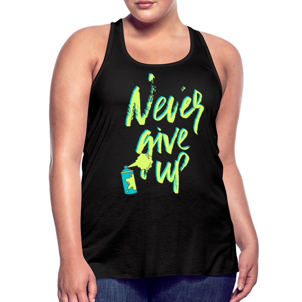 NEVER GIVE UP Flowy Tank Top (Adult) - black