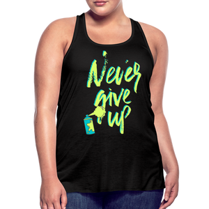 NEVER GIVE UP Flowy Tank Top (Adult) - black