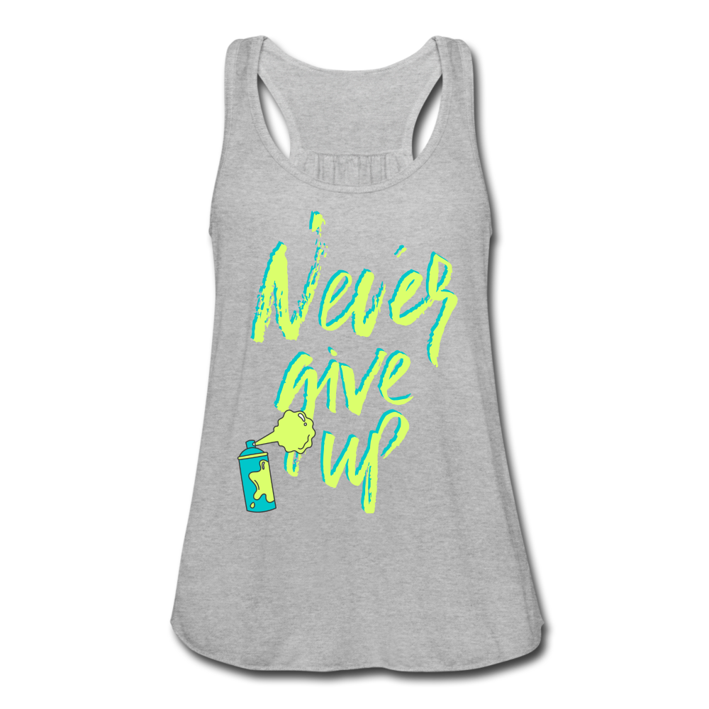 NEVER GIVE UP Flowy Tank Top (Adult) - heather gray