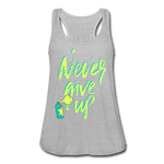 NEVER GIVE UP Flowy Tank Top (Adult) - heather gray