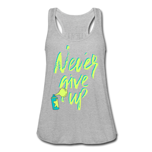NEVER GIVE UP Flowy Tank Top (Adult) - heather gray