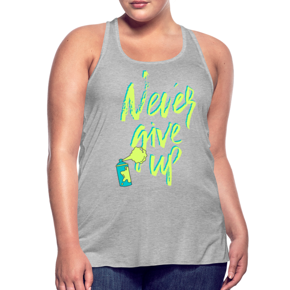 NEVER GIVE UP Flowy Tank Top (Adult) - heather gray