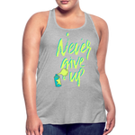 NEVER GIVE UP Flowy Tank Top (Adult) - heather gray