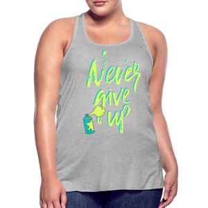 NEVER GIVE UP Flowy Tank Top (Adult) - heather gray
