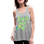 NEVER GIVE UP Flowy Tank Top (Adult) - heather gray