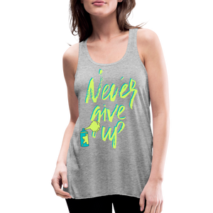 NEVER GIVE UP Flowy Tank Top (Adult) - heather gray