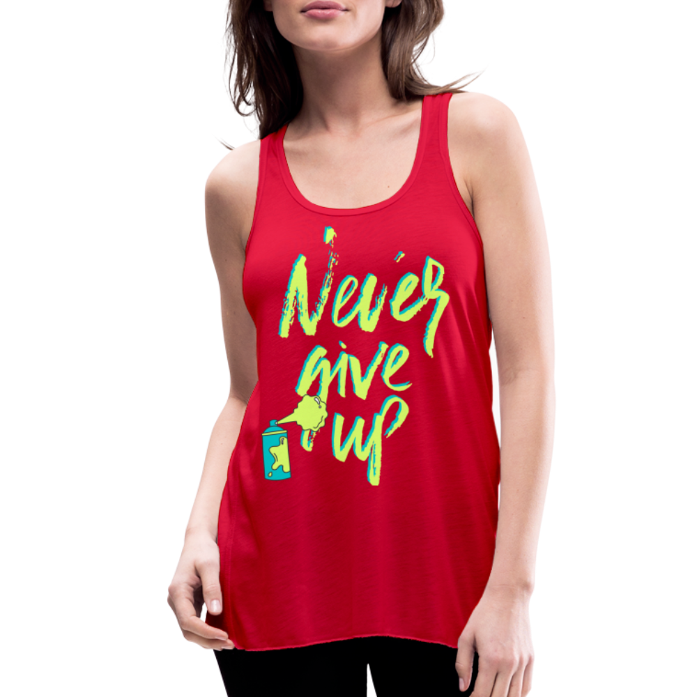NEVER GIVE UP Flowy Tank Top (Adult) - red