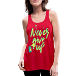 NEVER GIVE UP Flowy Tank Top (Adult) - red
