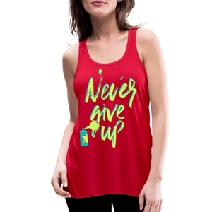 NEVER GIVE UP Flowy Tank Top (Adult) - red