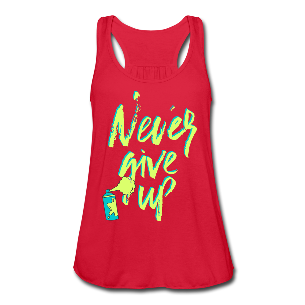 NEVER GIVE UP Flowy Tank Top (Adult) - red