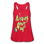 NEVER GIVE UP Flowy Tank Top (Adult) - red