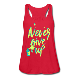 NEVER GIVE UP Flowy Tank Top (Adult) - red