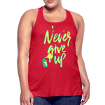 NEVER GIVE UP Flowy Tank Top (Adult) - red