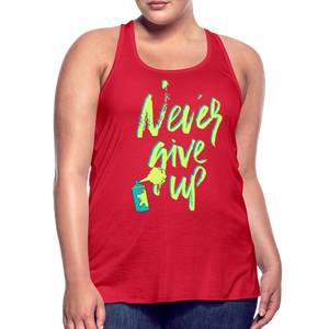NEVER GIVE UP Flowy Tank Top (Adult) - red