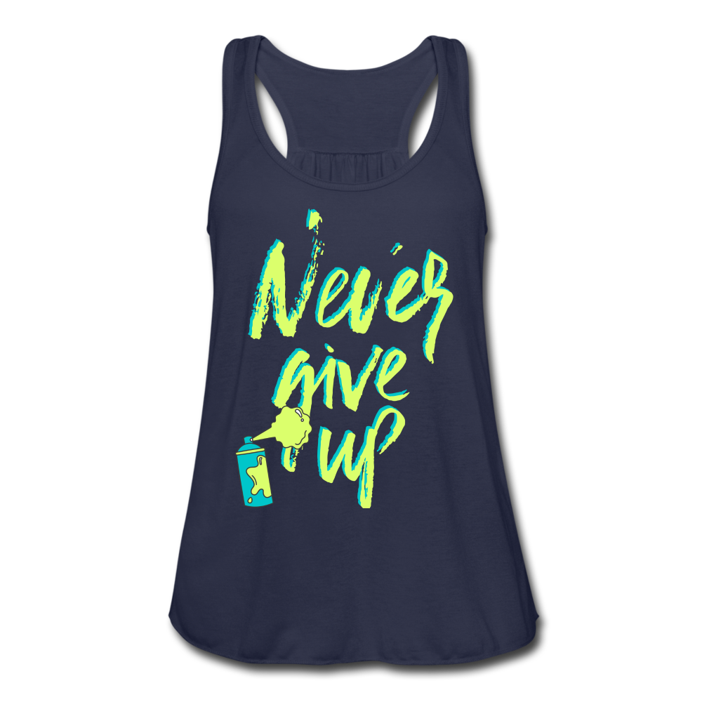 NEVER GIVE UP Flowy Tank Top (Adult) - navy