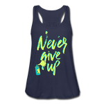 NEVER GIVE UP Flowy Tank Top (Adult) - navy