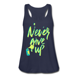 NEVER GIVE UP Flowy Tank Top (Adult) - navy