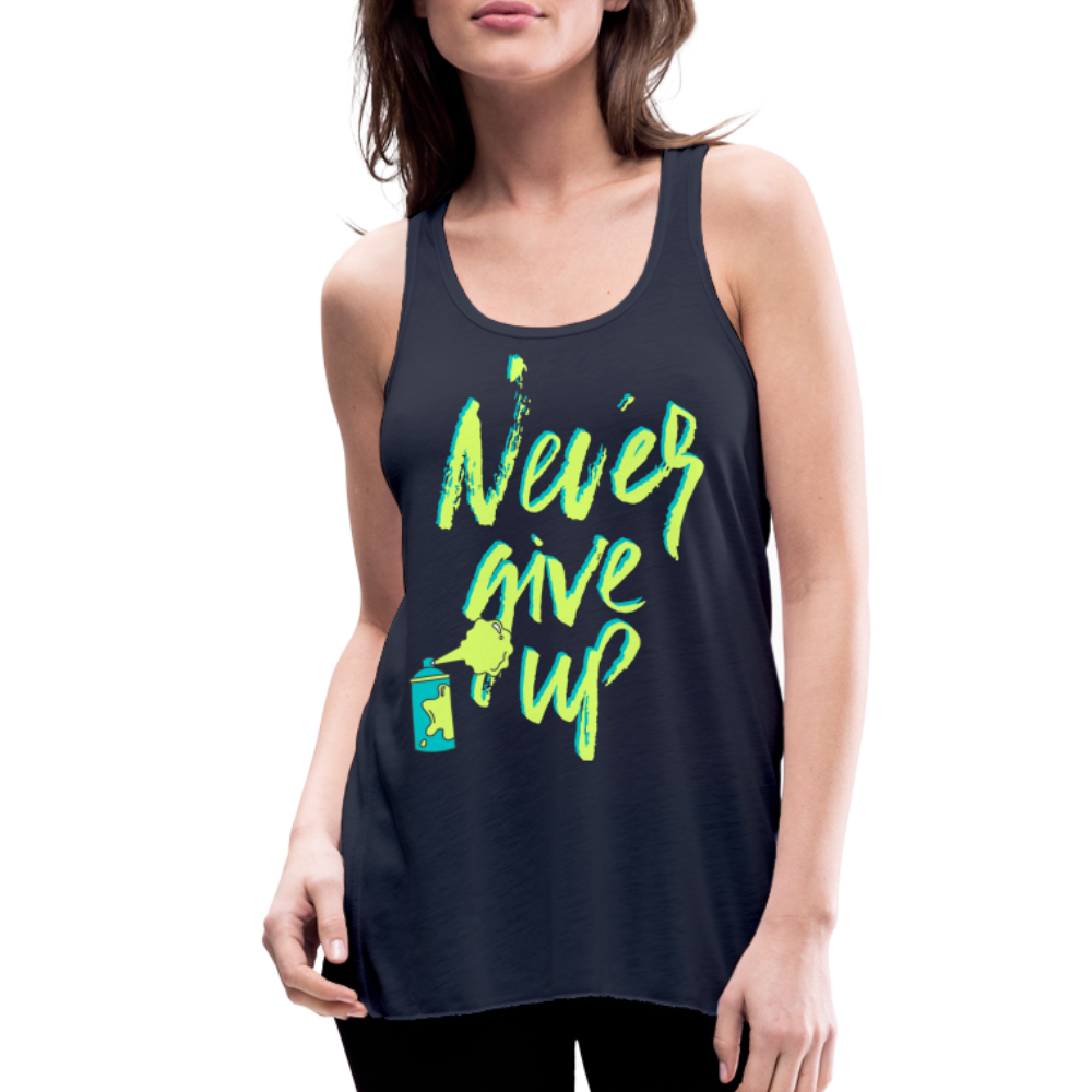 NEVER GIVE UP Flowy Tank Top (Adult) - navy
