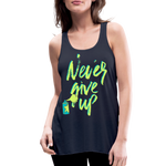 NEVER GIVE UP Flowy Tank Top (Adult) - navy