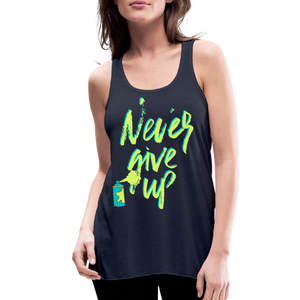 NEVER GIVE UP Flowy Tank Top (Adult) - navy