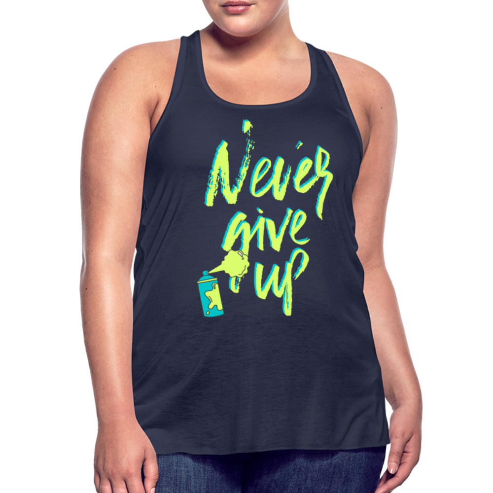 NEVER GIVE UP Flowy Tank Top (Adult) - navy