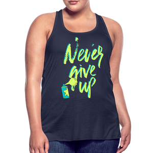 NEVER GIVE UP Flowy Tank Top (Adult) - navy