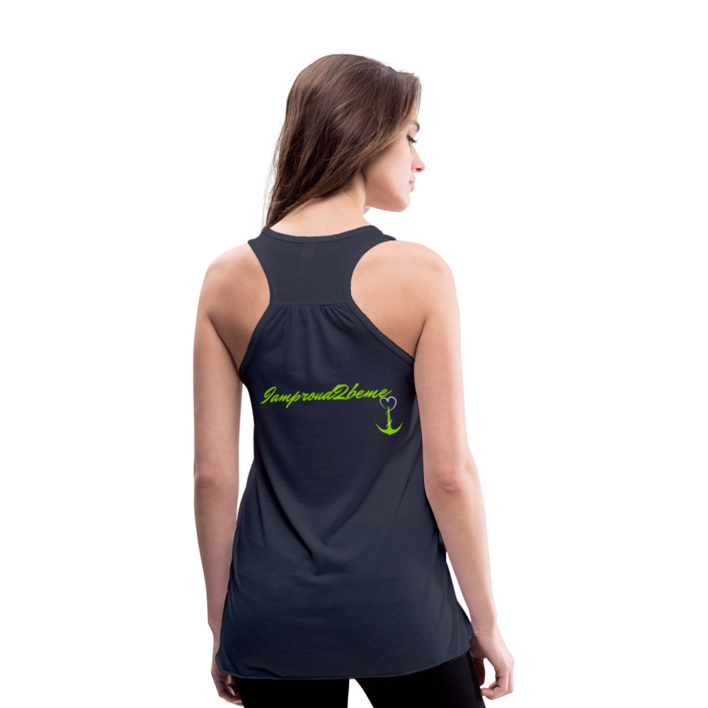 NEVER GIVE UP Flowy Tank Top (Adult) - navy