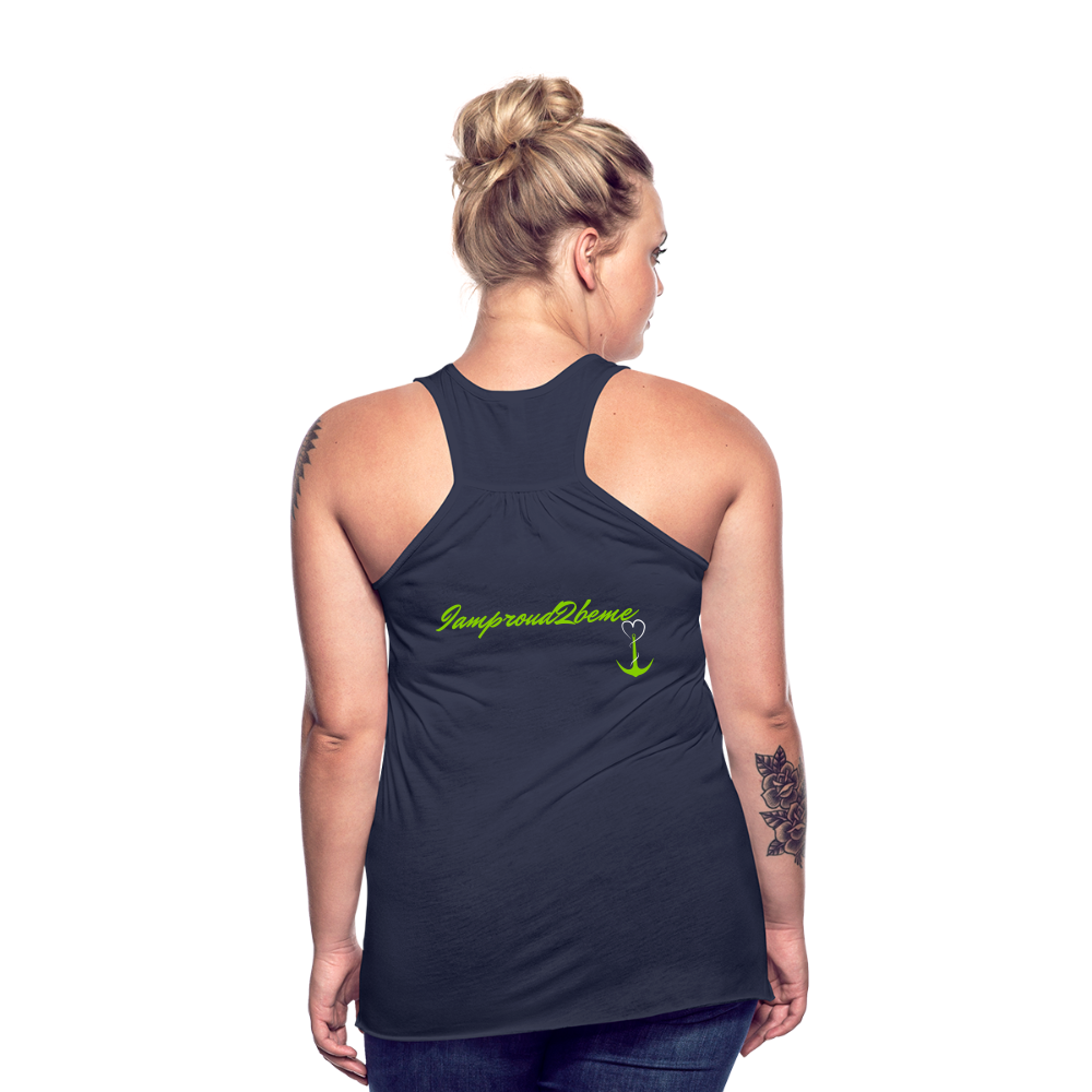 NEVER GIVE UP Flowy Tank Top (Adult) - navy