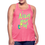 NEVER GIVE UP Flowy Tank Top (Adult) - neon pink