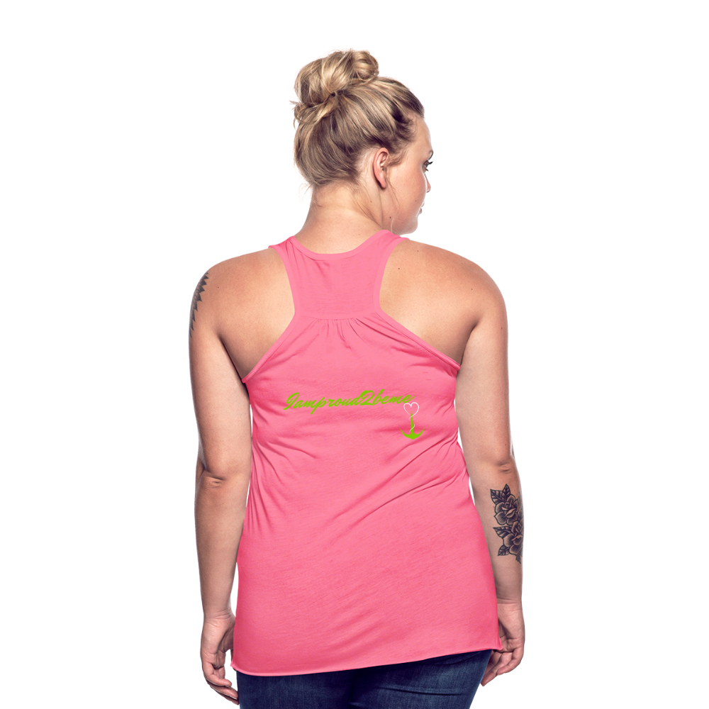 NEVER GIVE UP Flowy Tank Top (Adult) - neon pink