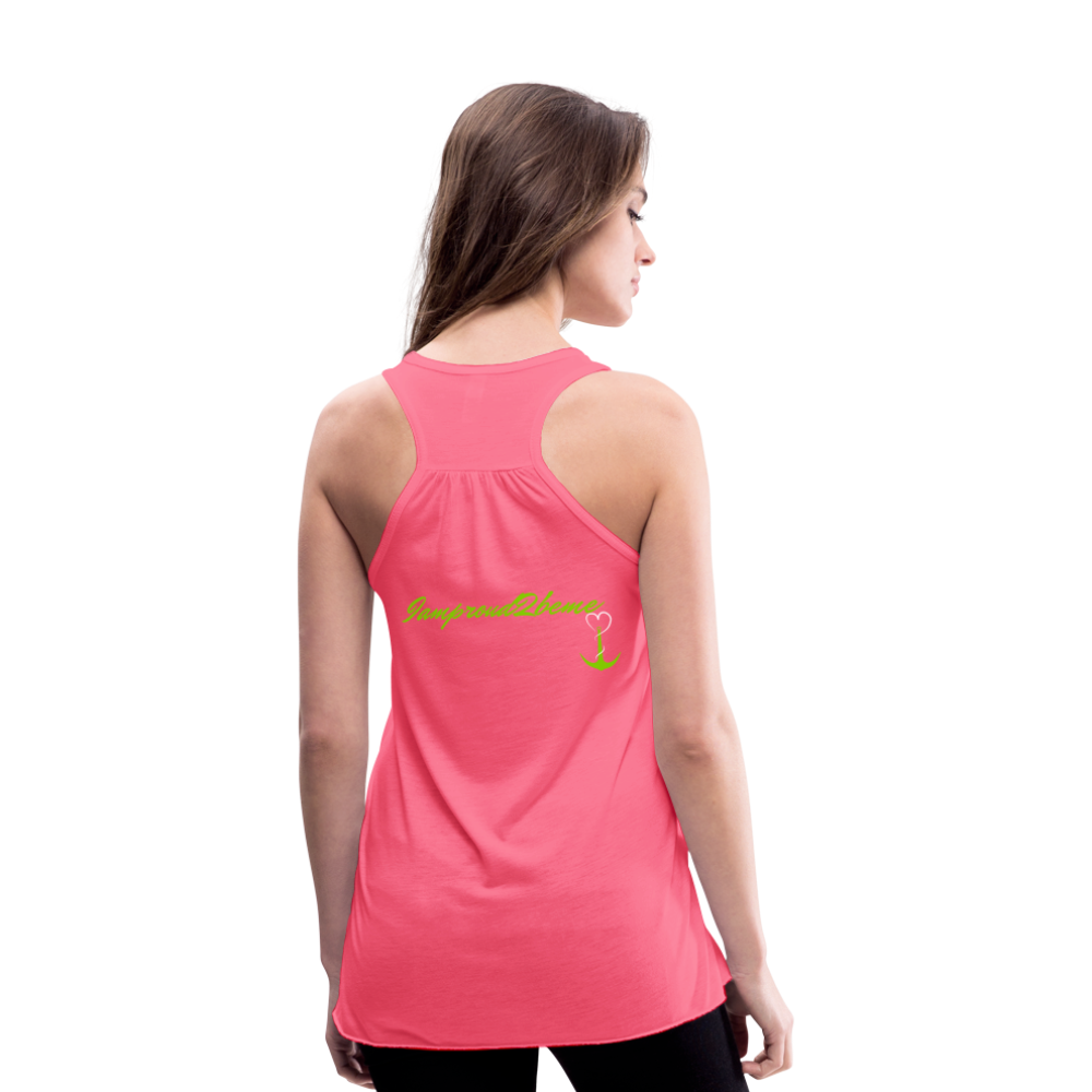 NEVER GIVE UP Flowy Tank Top (Adult) - neon pink
